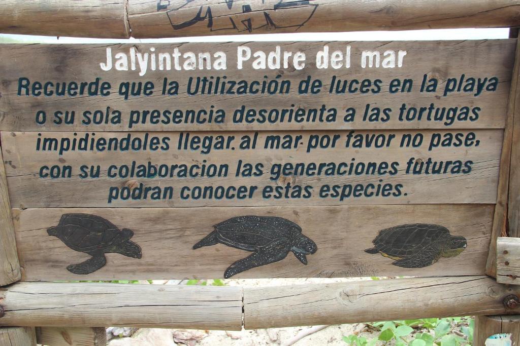 Park sign: Jalyintana, Father of the sea, asking for no lights on the beach because of the turtles